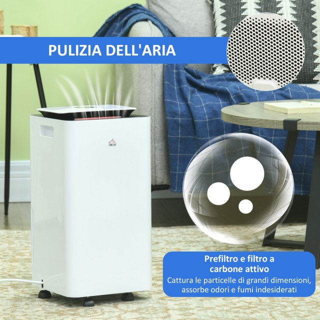 HOMCOM  Φορητός Αφυγραντήρας 10L με 5 Λειτουργίες, 2 Ταχύτητες, Χρο...