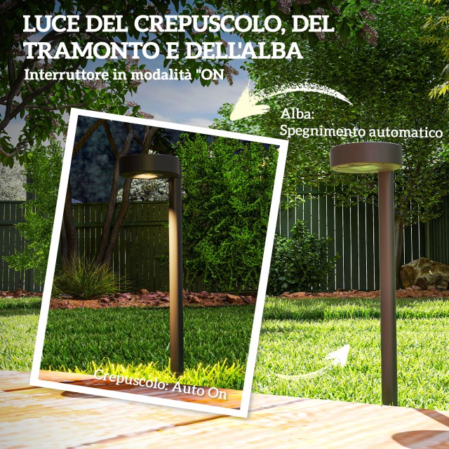 Outsunny Σετ 8 Ηλιακά Φωτιστικά LED 3000K, 12x10x46 εκ., Μαύρο B30-...