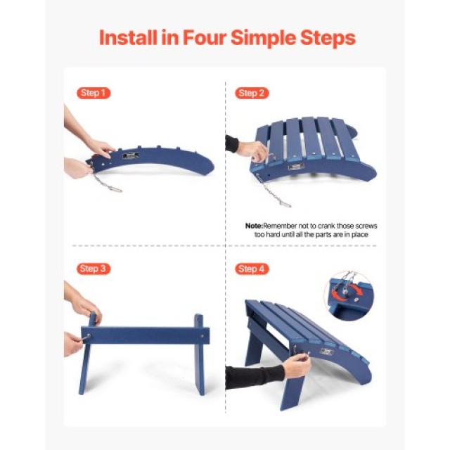 VEVOR Σετ 2 Υποπόδια Adirondack HDPE Μπλε KZDADLDKTTQP1RT1QV0