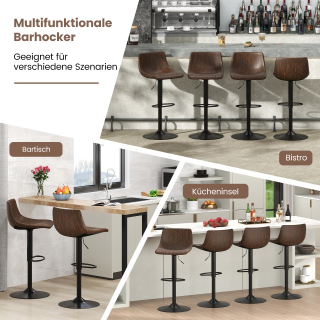 Costway Σετ 2 Ρυθμιζόμενα Περιστρεφόμενα Σκαμπό Μπαρ με Πλάτη και Υ...