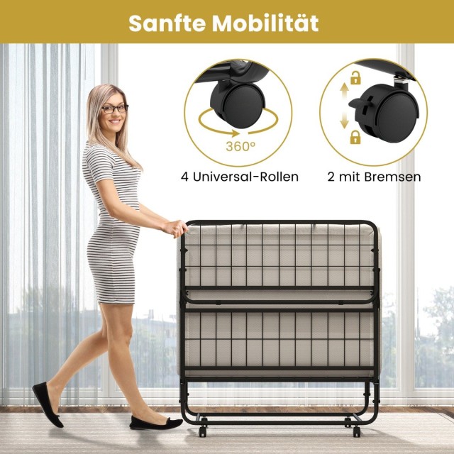Costway Πτυσσόμενο Κρεβάτι Deluxe με Άνετη Στρώση Memory Foam HU10971