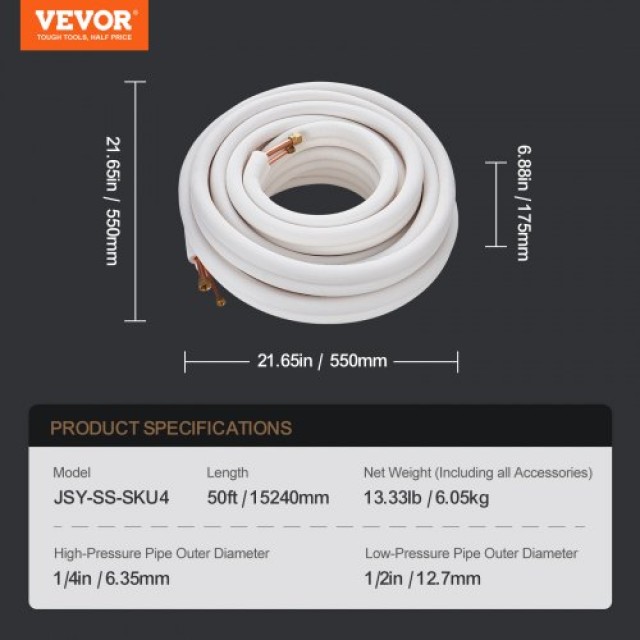 Σετ Σωληνώσεων VEVOR 15240mm για Κλιματιστικά Mini Split  KDLJTG50F...