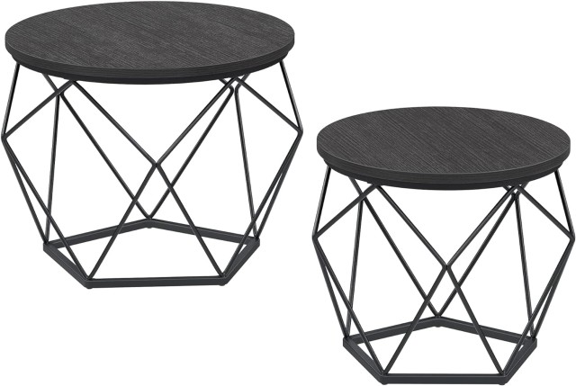 Σετ 2 Στρογγυλά Τραπεζάκια 60x45cm - 50x40cm  Γκρι/Μαύρο LCT041B22 VASAGLE