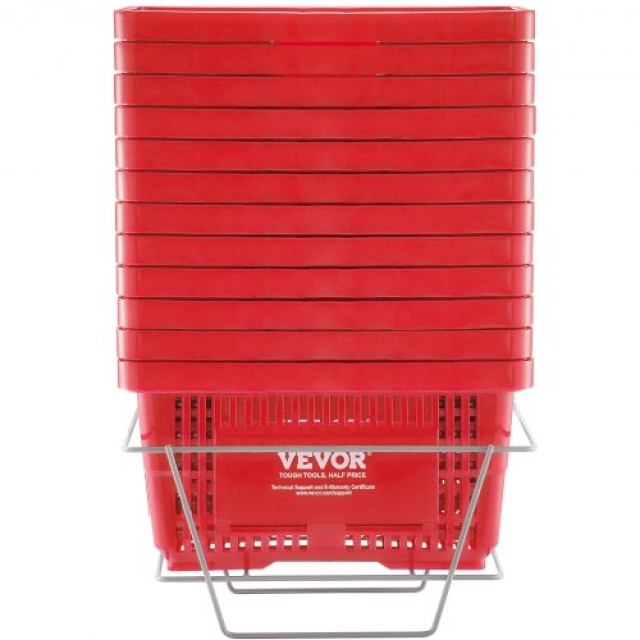 Σετ 12 Καλαθιών Αγορών VEVOR 24L με Χειρολαβή & Βάση Κόκκινα  GXSBS...