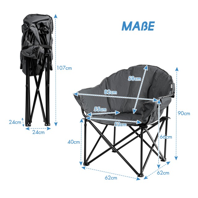 Costway Υπερμεγέθης Αναδιπλούμενη Καρέκλα Camping με Μαξιλάρι και Θ...