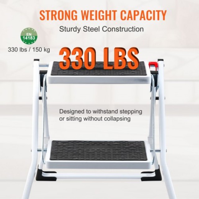 VEVOR  Σκάλα 2 Σκαλιών 150kg, Πτυσσόμενο Σκαμνί με Αντιολισθητικό Πέλμα, Πολυχρηστική για Σπίτι, Κουζίνα, Γραφείο, RVs JYTDGKZDLB00QE3JSV0