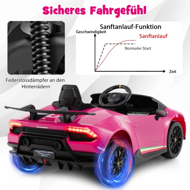 Costway  Παιδικό Ηλεκτρικό Αυτοκίνητο Lamborghini 12V με Τηλεχειριστήριο και LED Φώτα TQ10293DE-PI
