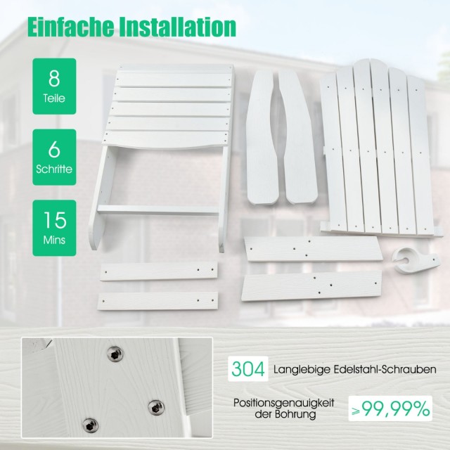 Costway Καρέκλα Κήπου Adirondack με Θήκη Ποτηριού Λευκή NP10983WH