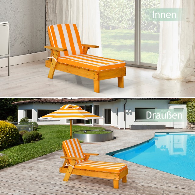 Costway Παιδική Ξαπλώστρα με Ομπρέλα 92 x 49 x 106 cm Κίτρινο + Λευ...