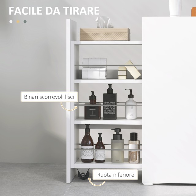 HOMCOM Κινητό Έπιπλο Μπάνιου Εξοικονόμησης Χώρου 3 Επιπέδων με Συρό...