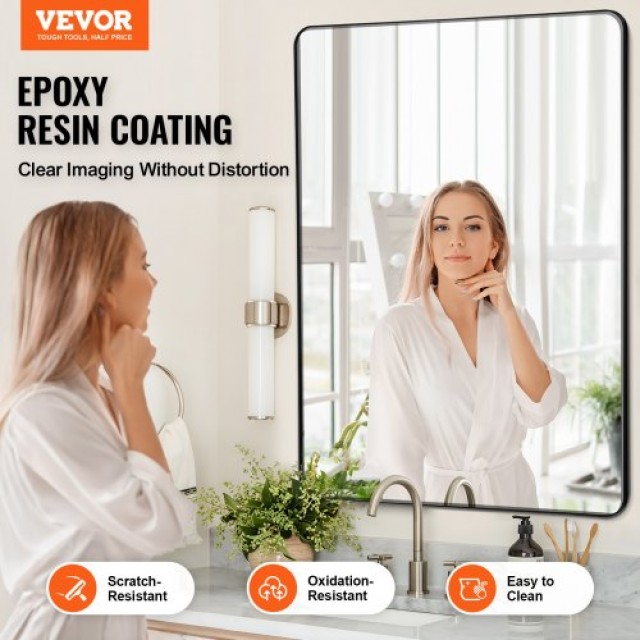 VEVOR  Τετράγωνος Καθρέφτης Τοίχου 36 x 48 με Πλαίσιο Αλουμινίου JXJ3648INCHB0FLTYV0