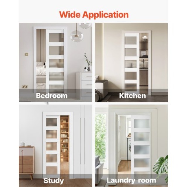 VEVOR Συρόμενη Πόρτα Τσέπης, 5-Φωτισμένο Γυαλί, Αδιάβροχη Επιφάνεια...