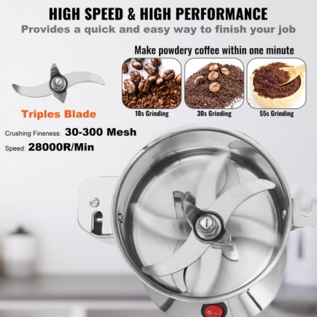 VEVOR Ηλεκτρικός Μύλος Άλεσης Μπαχαρικών 750g Υψηλής Ταχύτητας DDDPSGWYMJ75AIW6QV2