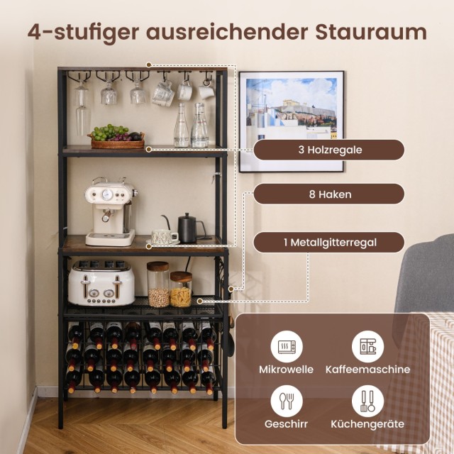 Costway Ρουστίκ Καφέ Ράφι Κρασιών με Πρίζα και Κρεμάστρες για Ποτήρ... Costway Ρουστίκ Καφέ Ράφι Κρασιών με Πρίζα και Κρεμάστρες για Ποτήρ...