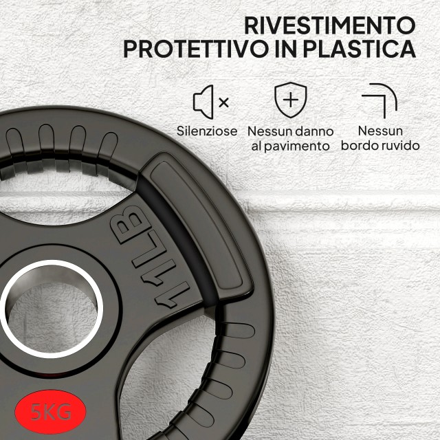 SPORTNOW Σετ με Δίσκους Βαρών 2x5 kg με Οπή 5 cm και 3 Λαβές, Χάλυβ...