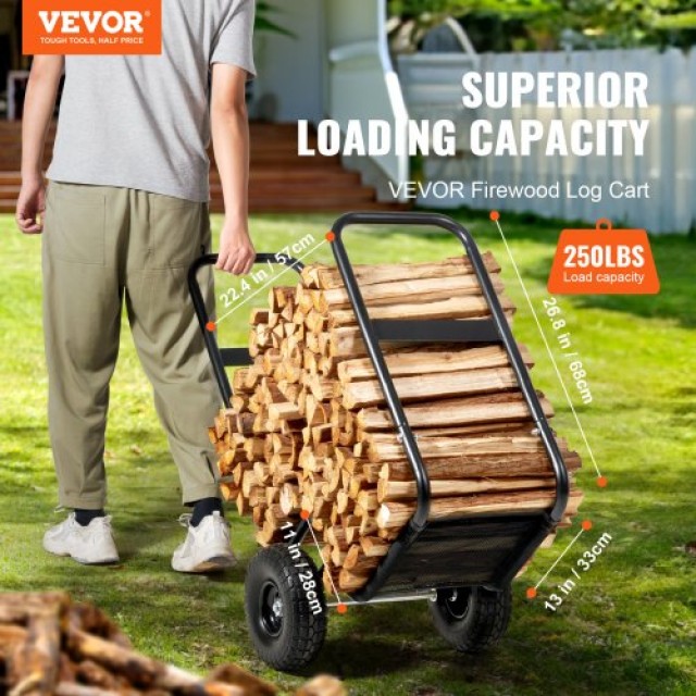 Καρότσι Καυσόξυλων VEVOR, 250 lbs, Μαύρο  DCCH43XH27XWHHAHJV0
