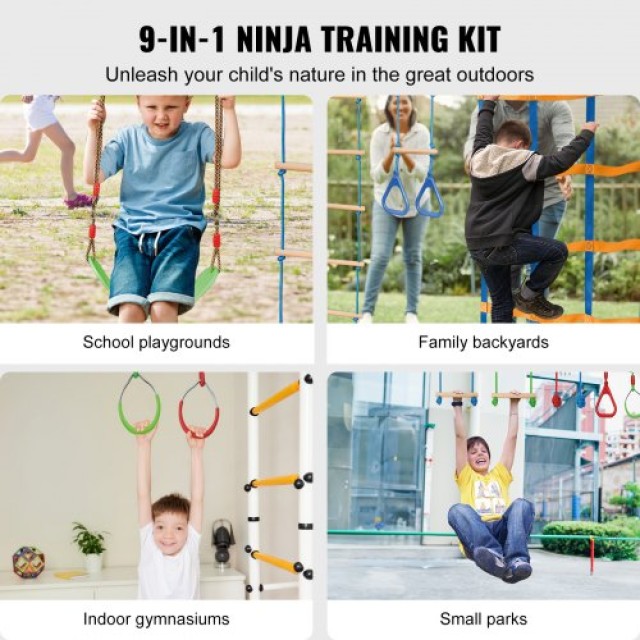 Πίστα Ninja Warrior 2x65 ft με 12 Εμπόδια για Παιδιά - VEVOR  RZX652YC12J04XE08V0