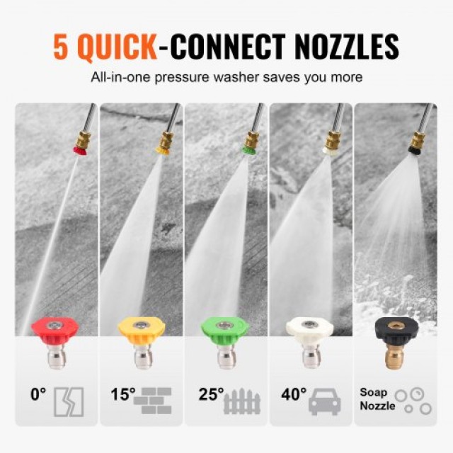 VEVOR  Πλυστικό Μηχάνημα Βενζίνης 3400 PSI 2.6 GPM με 5 Ακροφύσια για Αυτοκίνητα Κάθετο RYGYQXJLBLS12CK4AV0