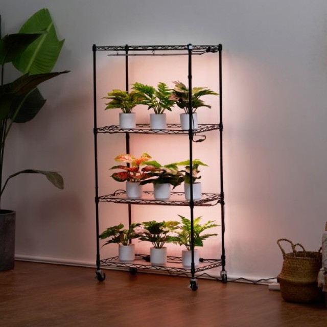 VEVOR  Ράφι Φυτών με Φώτα Ανάπτυξης 4 Επιπέδων 45W 126.5cm Ύψος GNZWJ120CM603R8BDV2