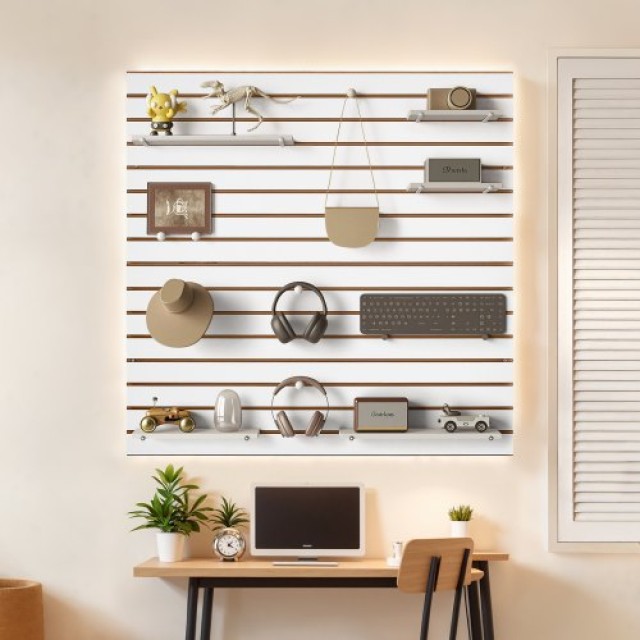 VEVOR Λευκός Πάνελ Σλατ Τοίχου MDF 4x4 ft για Γκαράζ με Μοντέρνο Σχεδιασμό BTQBXWB16SQF0BHOKV0