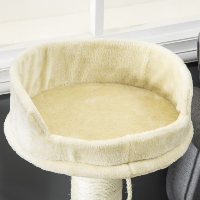 PawHut Scratching Tree for Cats με Κρεβάτι και βελούδινη μπάλα και κοντάρι σιζάλ 55x55x83cm Μπεζ D30-551V00BG