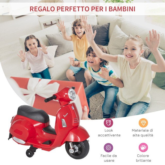 HOMCOM Electric Vespa για παιδιά Μπαταρία 6V Προβολείς και Κόρνα 18...