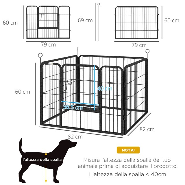 PawHut Folding Metal Dog Fence, για εσωτερική και εξωτερική χρήση μ...