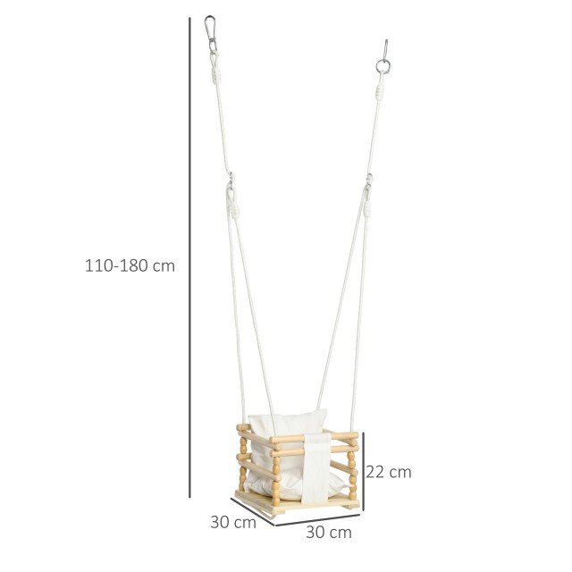 AIYAPLAY Baby Swing 9-36 μηνών από ξύλο και βαμβάκι με ρυθμιζόμενο ...