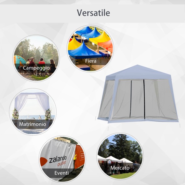 Outsunny Garden Gazebo 3x3m με κουνουπιέρα, πολυεστερικό κάλυμμα και μεταλλική κατασκευή, γκρι 84C-090GY