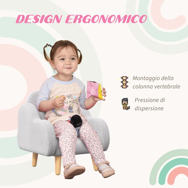 Πολυθρόνα ZONEKIZ για παιδιά έως 3 ετών με μπράτσα σε σχήμα σύννεφου σε ύφασμα, 46x51x55cm, Γκρι 310-066V81GY