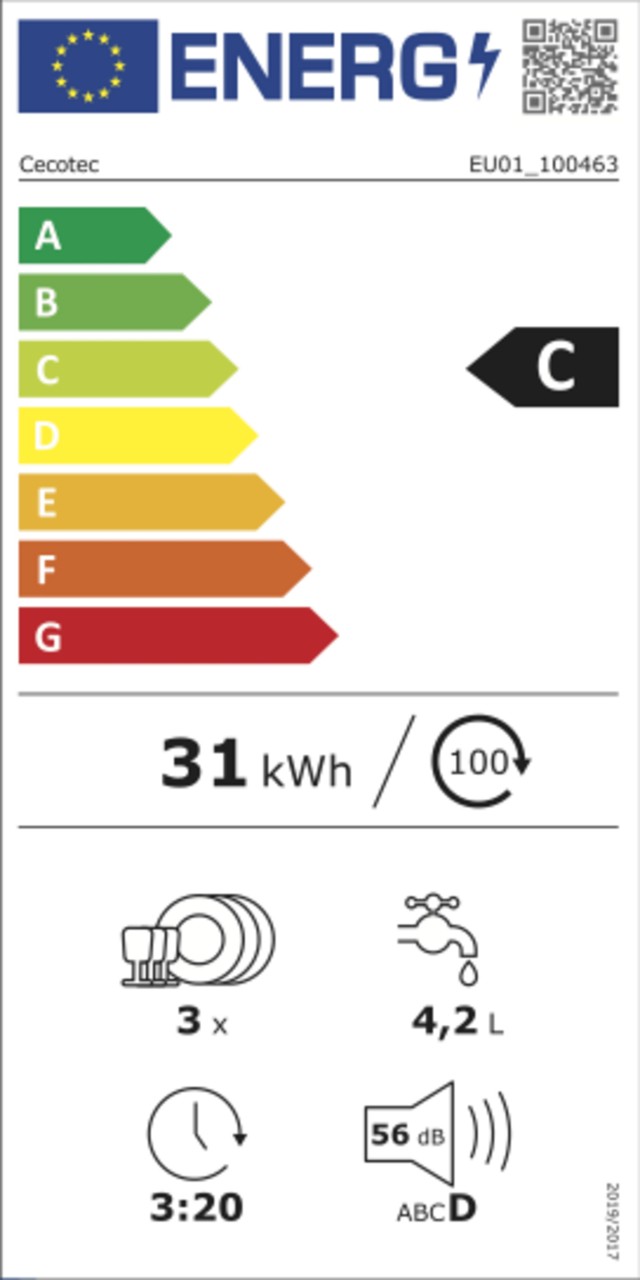 Cecotec Μίνι Πλυντήριο Πιάτων Bolero Aguazero 1100  Λευκό, Ενεργεια...