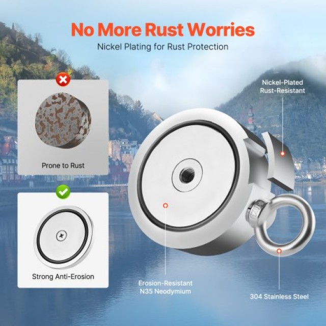 VEVOR Πανίσχυρος Μαγνήτης Συλλογής 2000 LBS με Διπλή Έλξη και Αξεσο...