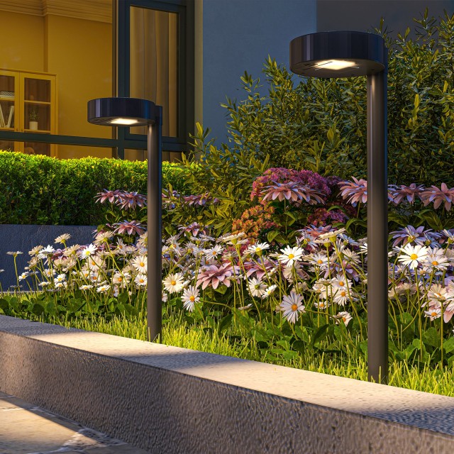 Outsunny Σετ 8 Ηλιακά Φωτιστικά LED 3000K, 12x10x46 εκ., Μαύρο B30-064V00BK