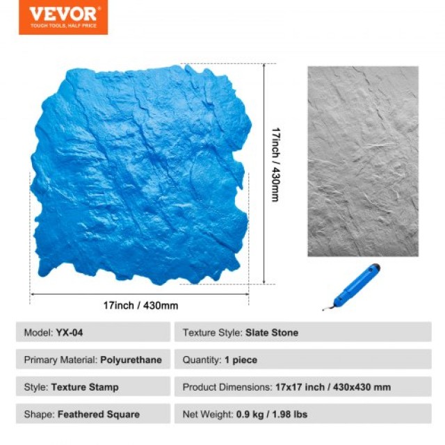 Σφραγίδα Σκυροδέματος VEVOR 18 x 18 in Πολυουρεθάνης για Υφή Επιφαν...