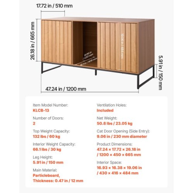 VEVOR Έπιπλο Απόκρυψης Άμμων Γάτας 120 cm με Σχέδιο Ξύλου και Μαύρα... VEVOR Έπιπλο Απόκρυψης Άμμων Γάτας 120 cm με Σχέδιο Ξύλου και Μαύρα...