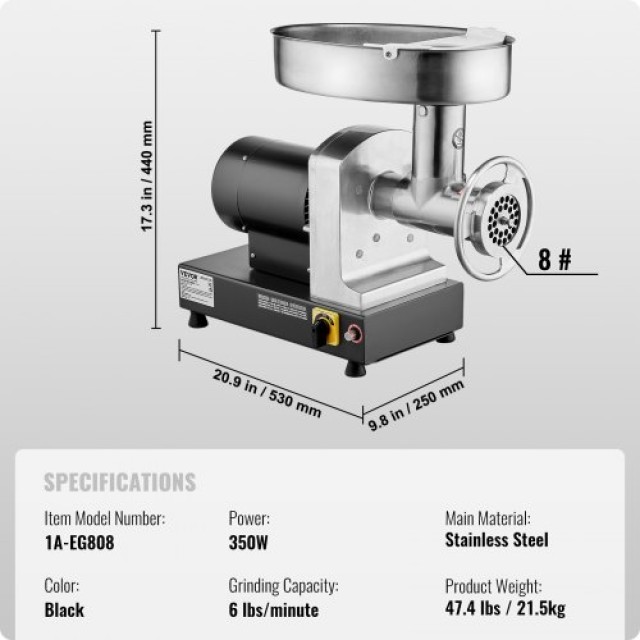 VEVOR  Ηλεκτρικός Κρεατομηχανή 6 lbs/λεπτό με Λουκανικομηχανή Κουζίνας SYTMDDJRJSYSUTWIYV2