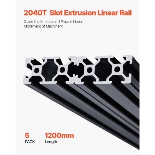 VEVOR 5 Τεμάχια 47.2 ιντσών (1200 mm) T Slot 2040 Ανοδιωμένη Αλουμι...