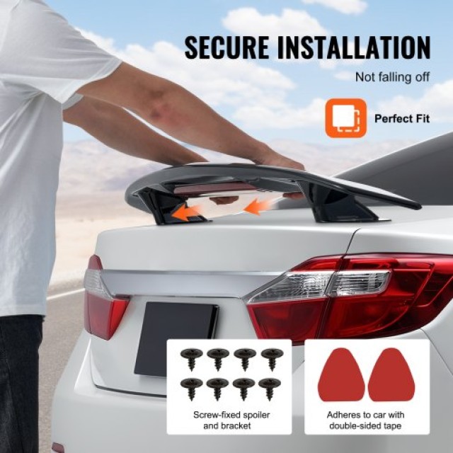 VEVOR GT Πτέρυγα Αυτοκινήτου, 46.3 Universal Spoiler, Συμβατό με Σεντάν & Κουπέ, ABS Υλικό, Μαύρο Γυαλιστερό  TYXWYABS46INXC430V0