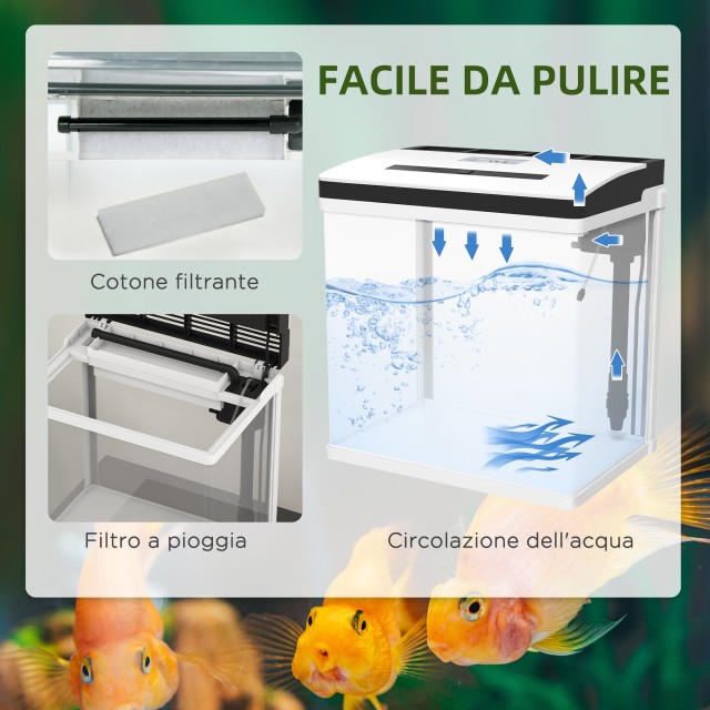 PawHut Ενυδρείο 28L με LED, 38x26x38cm D61-004V91WT