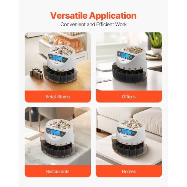 VEVOR Μετρητής Κερμάτων EURO με Μεγάλη Οθόνη LCD και 5 Σωλήνες Κερμ...