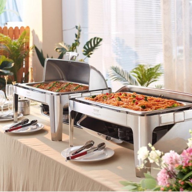 Σετ Μπουφέ VEVOR Roll Top, 8 Qt Ανοξείδωτο Σκεύος με Πλήρες Ταψί, Ορθογώνιο Ζεστατήρας Σερβιρίσματος  ZFXFGCL1JTZF5Y4C1V0