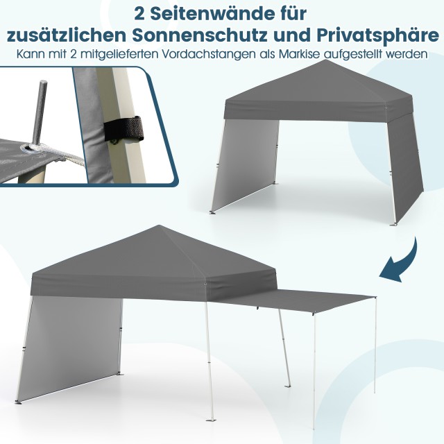 Costway Πτυσσόμενο Περίπτερο 430 x 280cm με 2 Μετατρέψιμες Πλευρικέ...