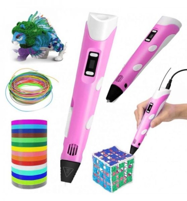 3D Στυλό Εκτύπωσης PE12 Ροζ με USB Φόρτιση και Νήμα PE12-Pink SPM