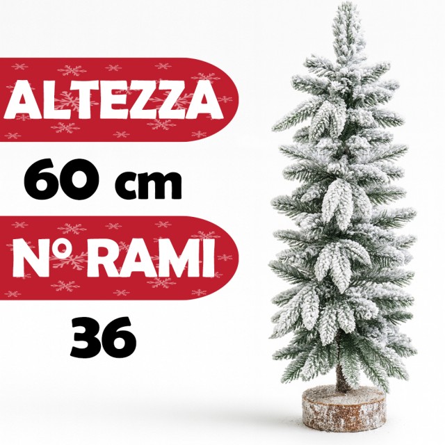BAKAJI Χριστουγεννιάτικο Δέντρο Χιονισμένο 60cm με 36 Κλαδιά και Ρε...