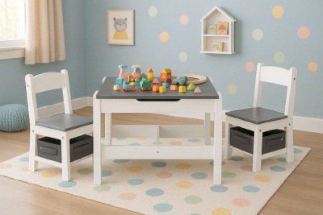 ECOTOYS Σετ παιδικών επίπλων τραπεζάκι + 2 καρέκλες πίνακας κιμωλία...