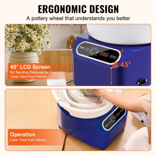 Κεραμικός Τροχός VEVOR 10 με Πεντάλ & Οθόνη Αφής 350W Μπλε  ZQLPJXS10YC3BXLC8V2