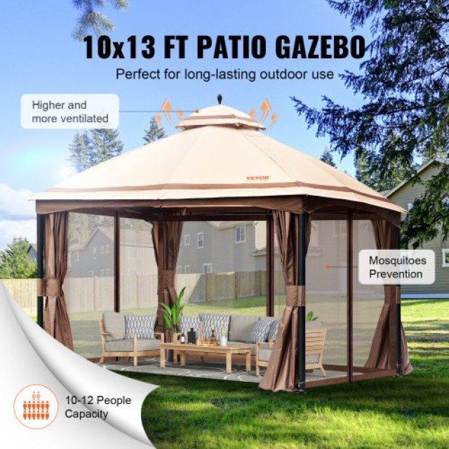 Κιόσκι Βεράντας VEVOR 10x13 FT με Κουνουπιέρα και Μεταλλικό Σκελετό  TYLTZZ10X13FTNM1UV0