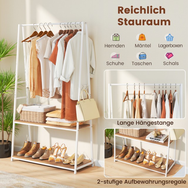 Costway Αυτόνομη Γκαρνταρόμπα με Ράφια και Ανθεκτική Κρεμάστρα Ρούχ...