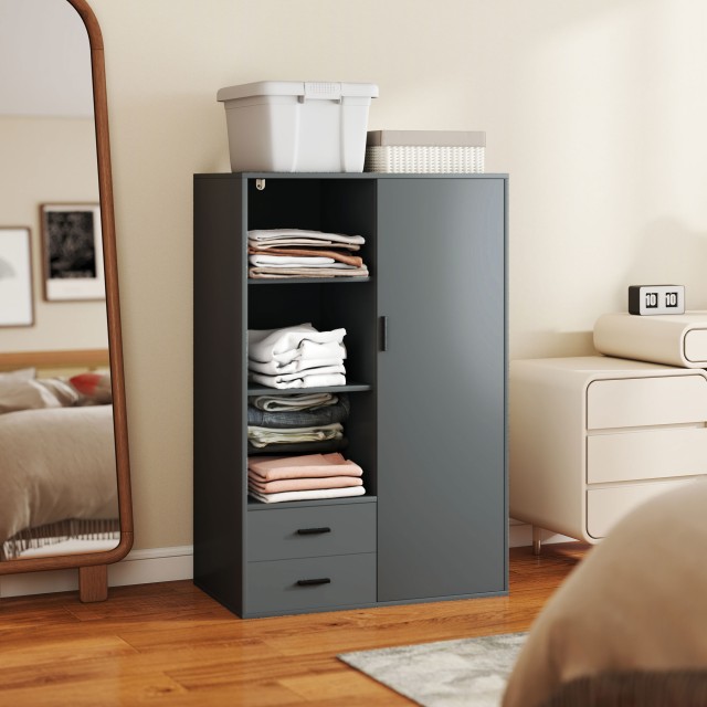 HOMCOM Μοντέρνα Ντουλάπα 80x50x124 εκ, Σκούρο Γκρι 831-967V00CG