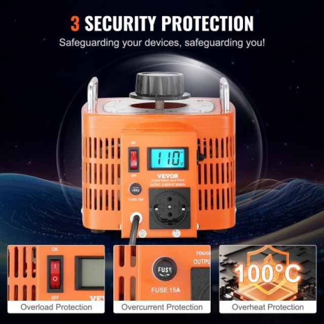 VEVOR 3000VA Μετασχηματιστής Τάσης 10A 0-300V Ρυθμιστής LCD CE  KBBYQYJPS3004YRHCV2